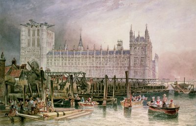 De bouw van de Houses of Parliament door John Wilson Carmichael