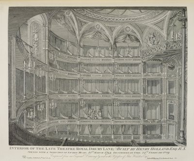 Interieur van het Late Theatre Royal, Drury Lane, in Londen, Gebouwd door Henry Holland, Verwoest door Brand, gegraveerd door Dale door John Winston