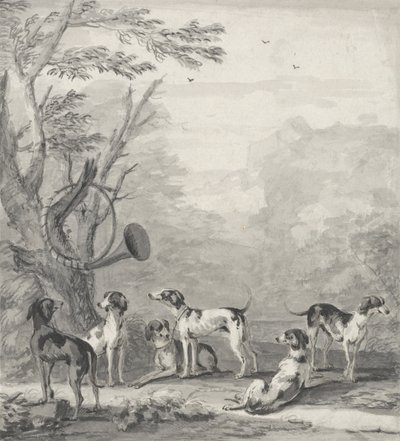 Honden in een landschap door John Wootton