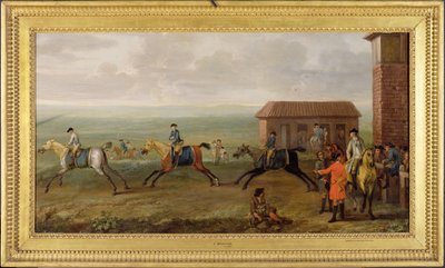 Lord Portmore kijkt naar racepaarden tijdens de training op Newmarket Heath, c.1735 door John Wootton