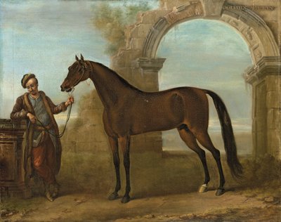 De Godolphin Arabier, Gehouden door een Staljongen, in een Landschap met een Verwoeste Boog, 1731 door John Wootton