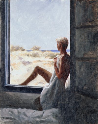 Blauwe zeedroom door John Worthington