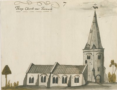 Thorpe Constantine Kerk: aquarel schilderij, nd [ca. 1784] door John Wright