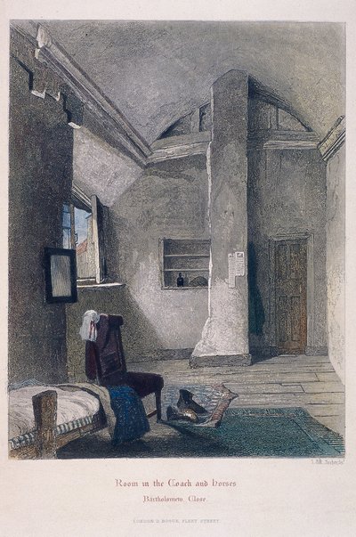 Coach and Horses Inn, Bartholomew Close, Londen, 1851 door John Wykeham Archer