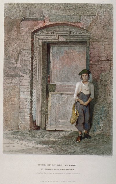 Deur van een oud herenhuis in Gravel Lane, City of London door John Wykeham Archer