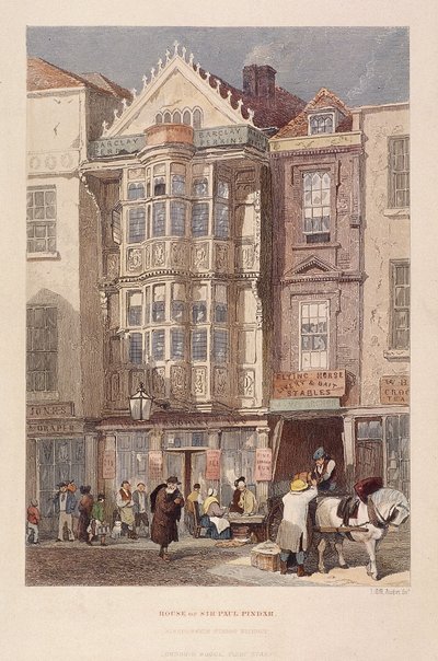 Paul Pindar Tavern, Bishopsgate, Londen, 1851 door John Wykeham Archer