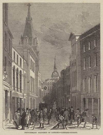 Schilderachtige Schetsen van Londen, Lombard-Street door John Wykeham Archer