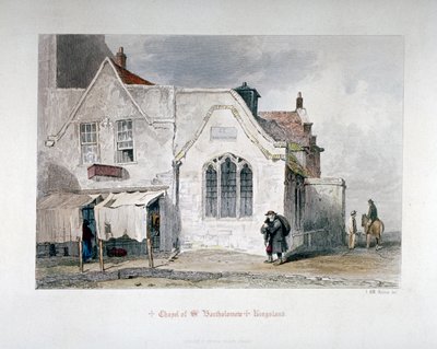 Uitzicht op de kapel van Sint Bartholomeus, Kingsland Road, Hackney, Londen, 1851 door John Wykeham Archer