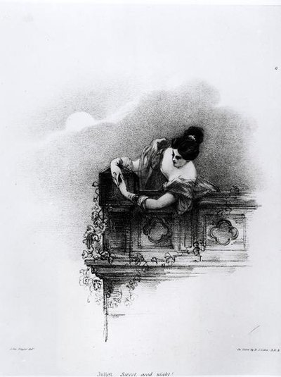 Fanny Kemble (1809-93) als Julia, Sweet Good Night, gegraveerd door Richard James Lane (1800-72) door John after Hayter
