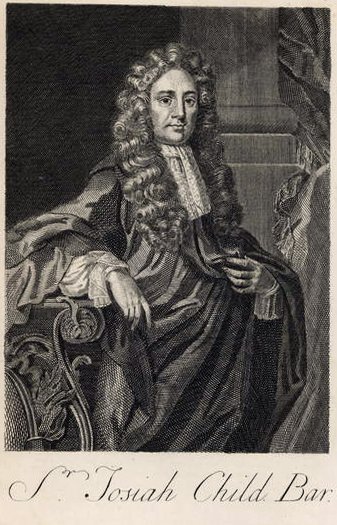 Portret van Sir Joseph Child (1630-99), gegraveerd door Michiel van der Gucht (1660-1725) door John after Riley