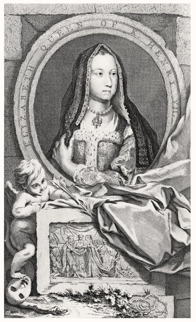 Portret van Elizabeth van York (1465-1503) 1747 door John and Paul after Knapton