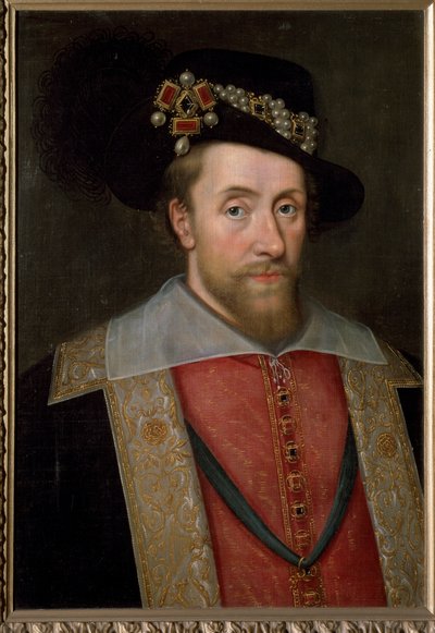 Portret van Jacobus I, koning van Engeland en Ierland (Jacobus VI, koning van Schotland), ca. 1605 door John de (circle of) Critz