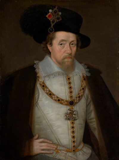 Jacobus VI en I, 1566 - 1625, koning van Schotland 1567 - 1625, koning van Engeland en Ierland 1603 - 1625 door John de Critz