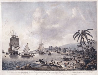 Een uitzicht op Matavai Bay, Tahiti, 1787 door John the Younger Cleveley