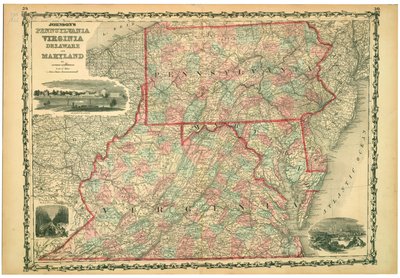 Universiteit van Virginia, Dismal Swamp, en stad Baltimore. Platen 29-30. Reliëf weergegeven door arceringen. door Johnson and Browning