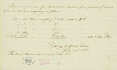 Notitie van Johnson Gardner, Oversteek van Yellow Stone, 18 juli 1832 door Johnson Gardner