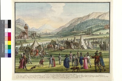 Keizerlijk Russisch kampement op de Neurauth in Innsbruck 1799 door Jokob Placidus Altmutter
