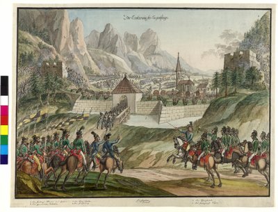 De verovering van de Luziensteig door Oostenrijkse troepen 1799 door Jokob Placidus Altmutter