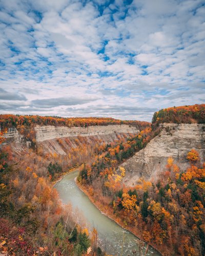 Herfstkleuren in de kloof van Letchworth State Park, in New York, VS door Jon Bilous