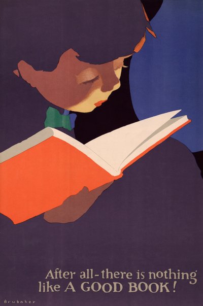Poster van een jonge jongen die een boek leest door Jon O. Brubaker