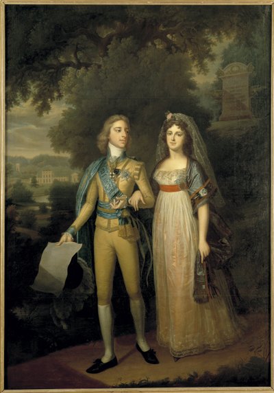 Portret van Gustav IV Adolf van Zweden (1778-1837) en Frederica Dorothea Wilhelmina van Baden (1781-1826), koningin van Zweden door Jonas Forsslund