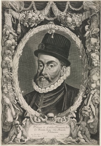 Portret van Filips II, koning van Spanje door Jonas Suyderhoef