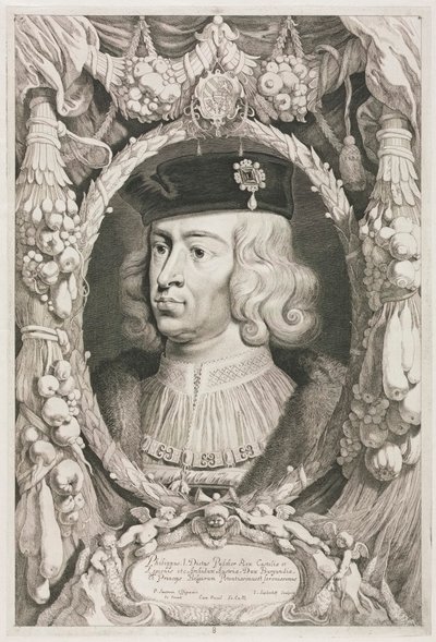 De hertogen van Bourgondië: Nr. 8. Portret van Filips I (de Schone) van Castilië door Jonas Suyderhoef