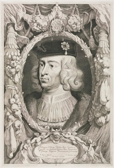 De hertogen van Bourgondië: Nr. 8. Portret van Filips I de Schone van Castilië door Jonas Suyderhoef