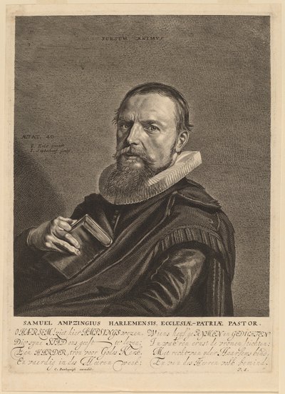 Samuel Ampzing door Jonas Suyderhoff after Frans Hals
