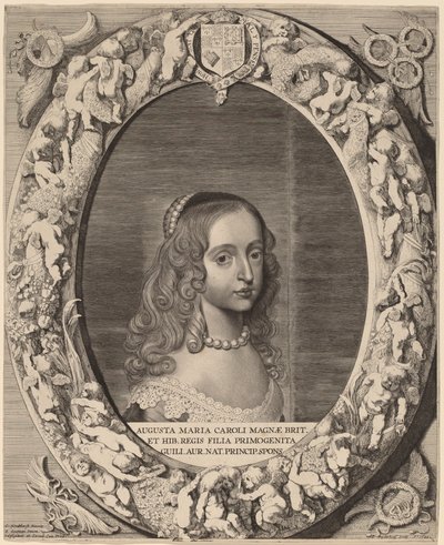 Mary I Stuart door Jonas Suyderhoff after Gerrit van Honthorst