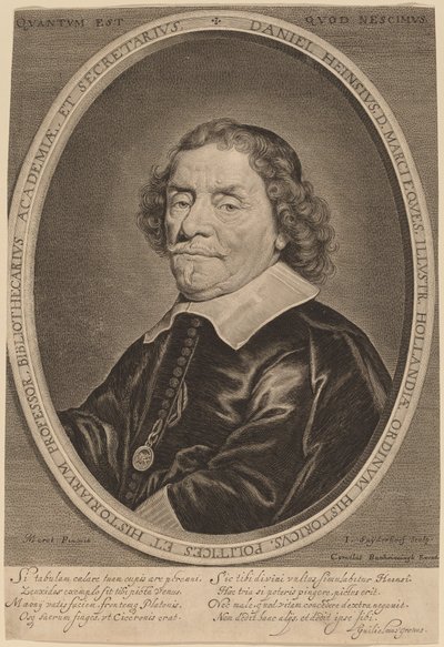 Daniel Heinsius door Jonas Suyderhoff after Jacob Fransz van der Merck