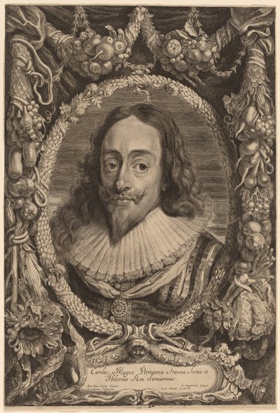 Karel I, Koning van Engeland door Jonas Suyderhoff after Sir Anthony van Dyck