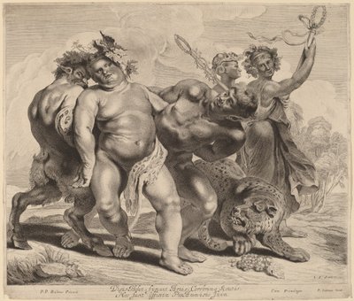 Dronkenschap van Bacchus door Jonas Suyderhoff after Sir Peter Paul Rubens