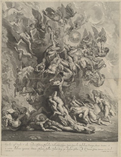 Val van de verdoemden door Jonas Suyderhoff, after Sir Peter Paul Rubens