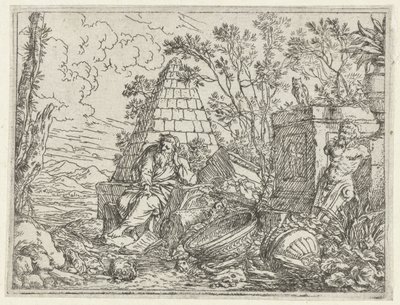 Democritus mediterend door Jonas Umbach