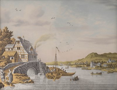 Huizen langs een rivier door Jonas Zeuner