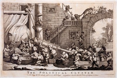 De politieke klysma, prent gemaakt door William Hogarth, 1757 door Jonathan Swift