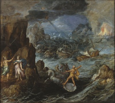 Schipbreuk van de Griekse Vloot op de Terugreis van Troje door Joos or Josse de Momper