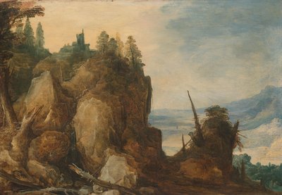 Uitzicht op de bergen door Joos or Josse de The Younger (attr. to) Momper