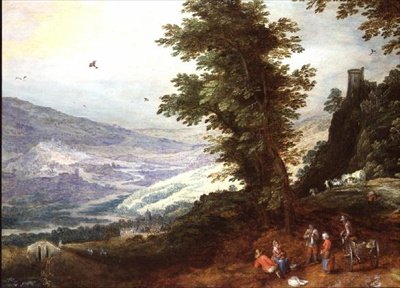 Uitgestrekt Landschap met Boeren door Joos or Josse de The Younger Momper