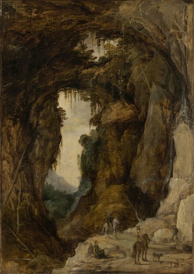 Landschap met Grot en een Ruiter, c.1616 door Joos or Josse de The Younger Momper