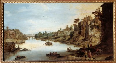 Uitzicht op de Tiber in Rome door Joos or Josse de The Younger Momper