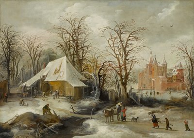 Winterlandschap, circa 1625-1630 door Joos or Josse de The Younger Momper