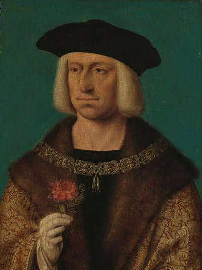 Portret van Maximiliaan I (1459-1519), Keizer van het Heilige Roomse Rijk door Joos van Cleve (workshop of)
