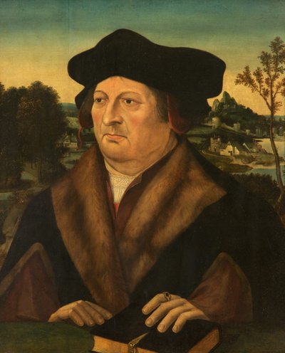 Portret van een Heer in een Landschap door Joos van Cleve