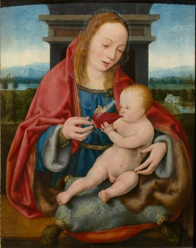 De Maagd met het kind Christus die wijn drinkt, c. 1520 door Joos van Cleve