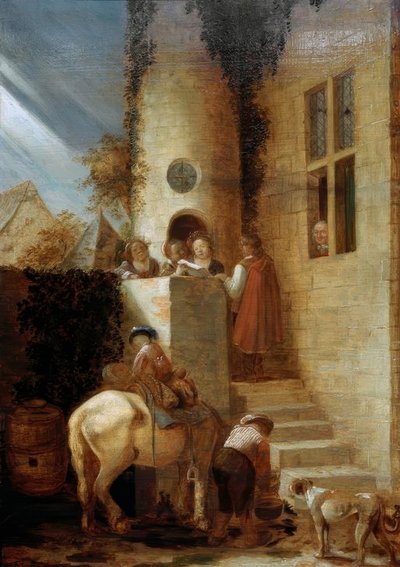 De aankomst van de ruiter met een document door Joos van Craesbeeck