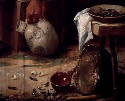 Lente of Lunch van mosselen (detail) door Joos van Craesbeeck