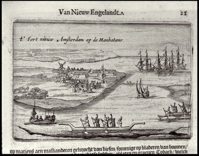 Uitzicht op Nieuw Amsterdam, 1626-28 door Joost Hartgers