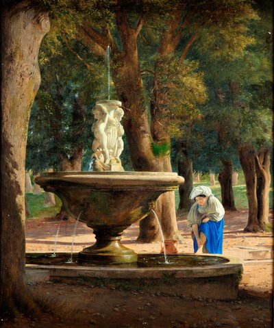 Scène uit de tuin van Villa Borghese in Rome, c.1839 door Jorgen Roed